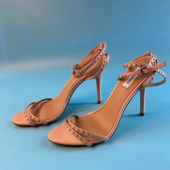 Steve Madden Women’s Pink Wish Blush Studded Ankle Strap Heeled Sandals Size 10M - Picture 5 of 10